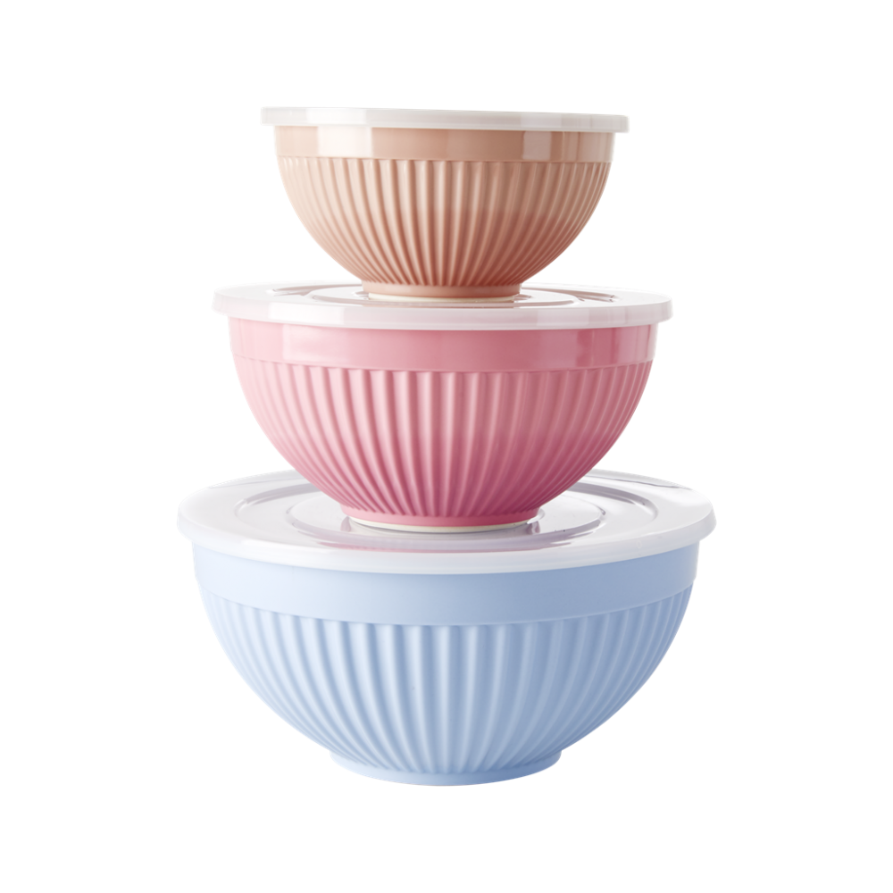 Melamine stacking storage bowls set of 3 LBC Colours Rice DK